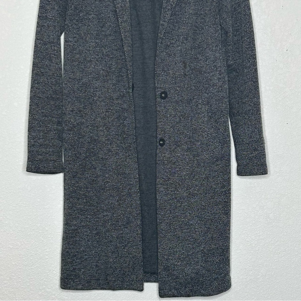 H&M Divided Long Lightweight Button Closure Textured-Weave Black/White Coat Sz 4 - Picture 6 of 11